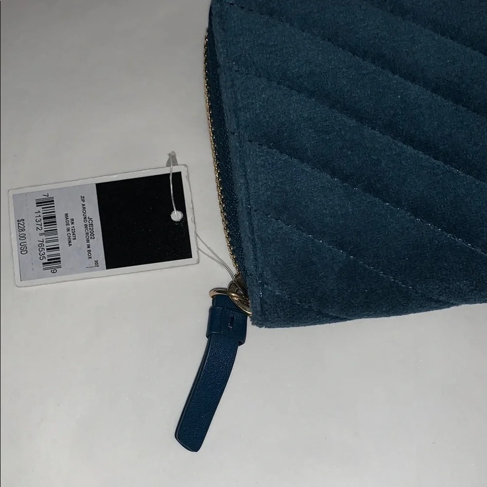 Juicy Couture Blue / Teal Green Quilted Velour Wallet